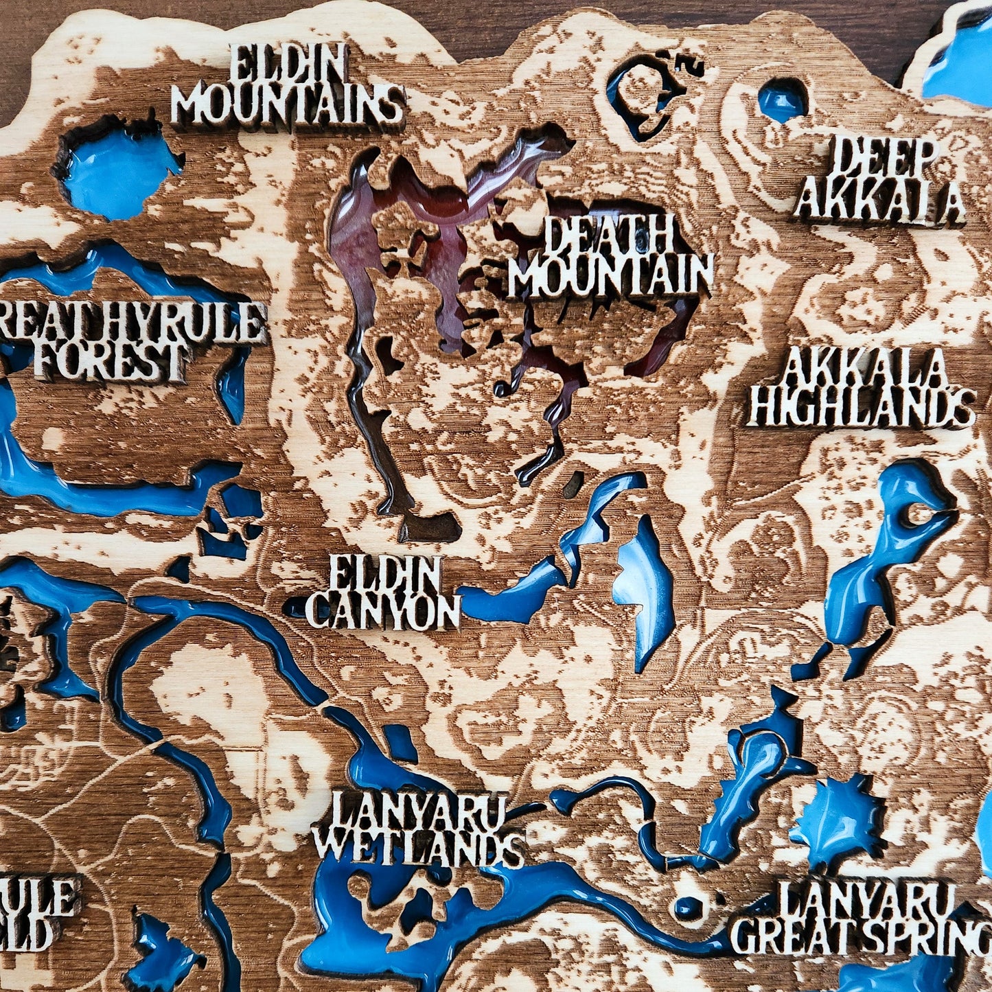 Hyrule map of Zelda, Breath of the Wild, Wooden Resin Map - Kutalp