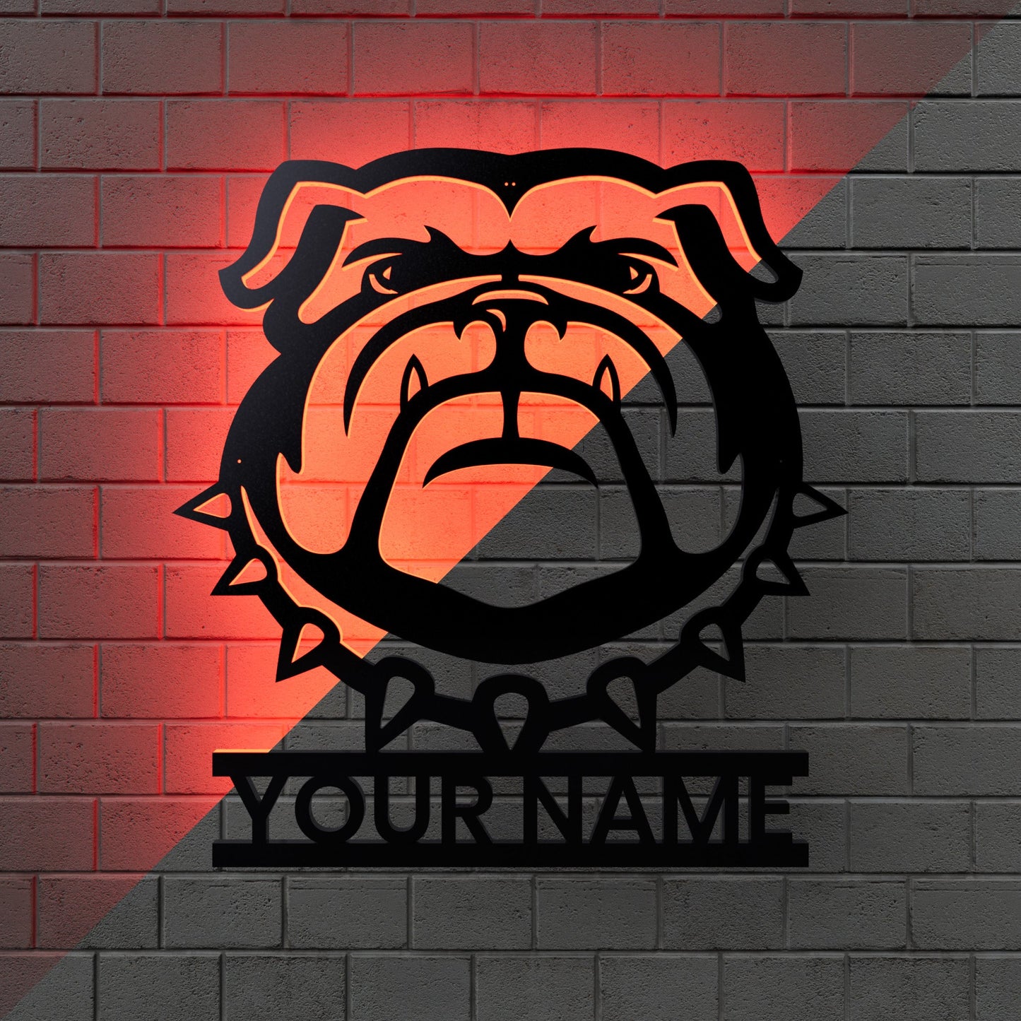 Bulldog RGB Led Wall Sign Personalized Collegiate - Kutalp