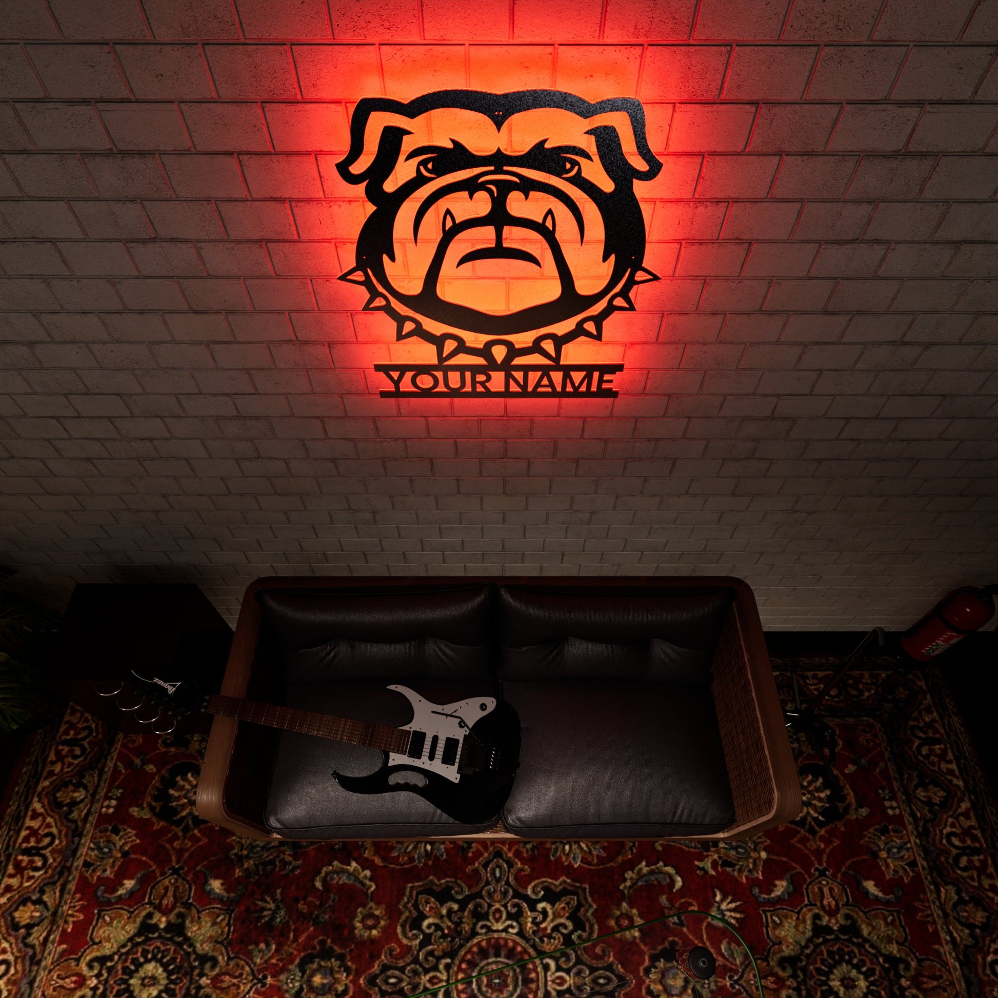 Bulldog RGB Led Wall Sign Personalized Collegiate - Kutalp