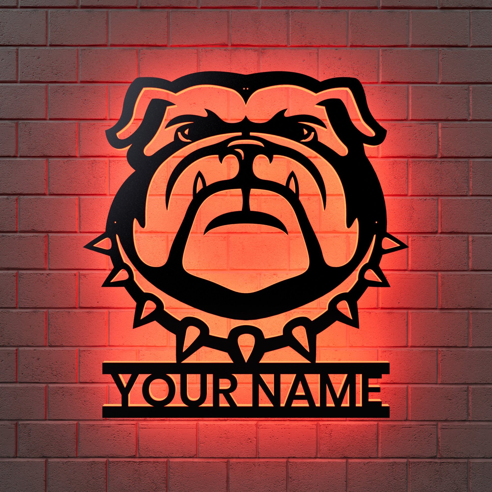 Bulldog RGB Led Wall Sign Personalized Collegiate - Kutalp