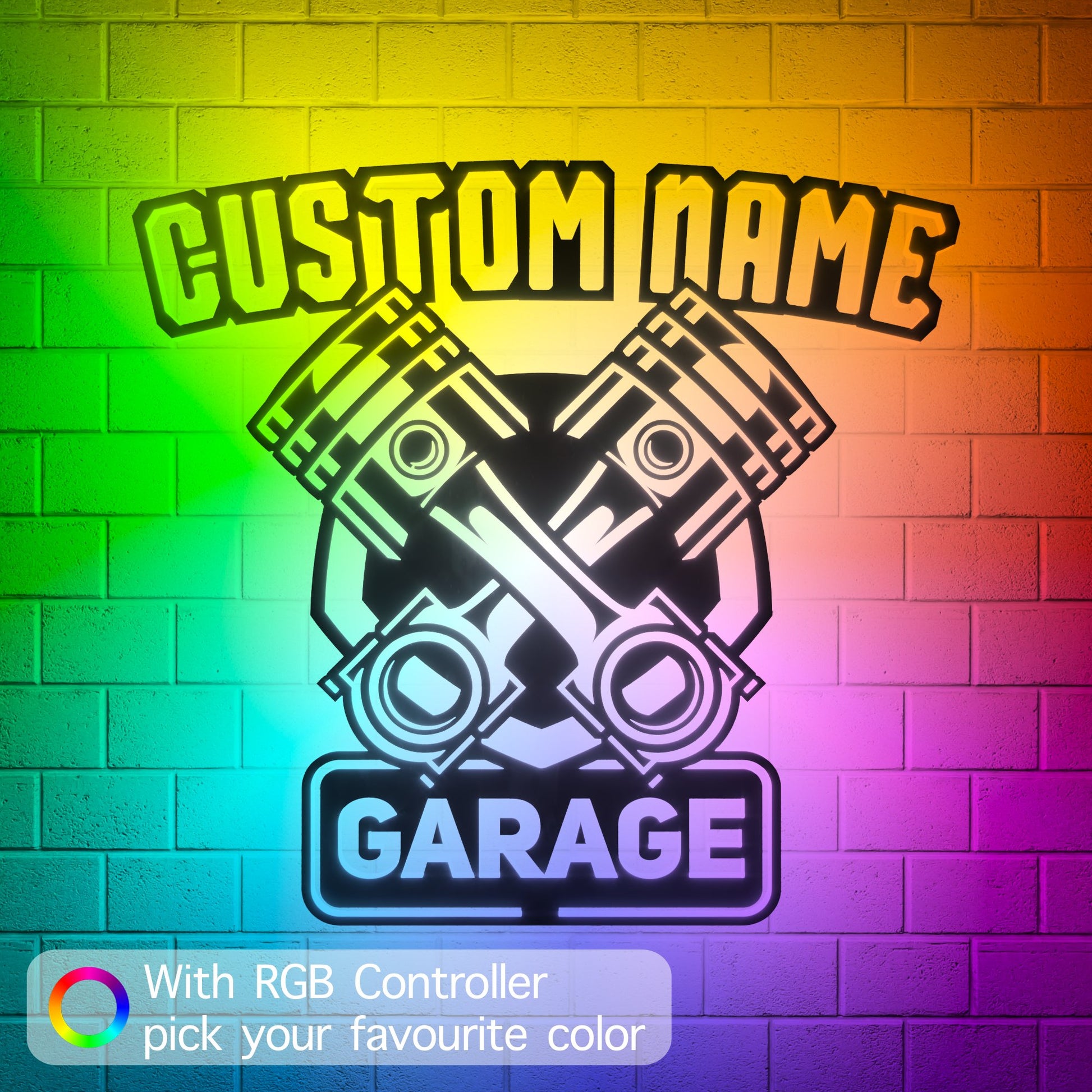 Custom Garage Metal RGB Led Wall Sign Personalized - Kutalp