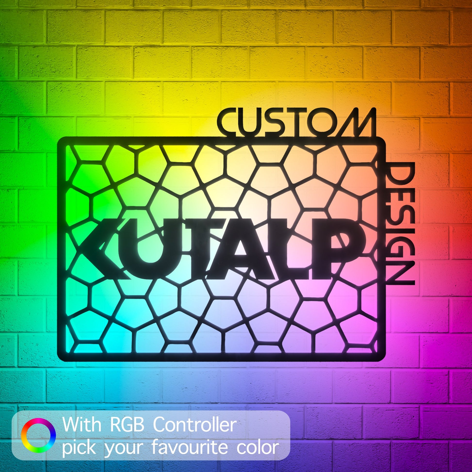Custom Symbol Name Logo Design RGB Led Wall Sign - Kutalp