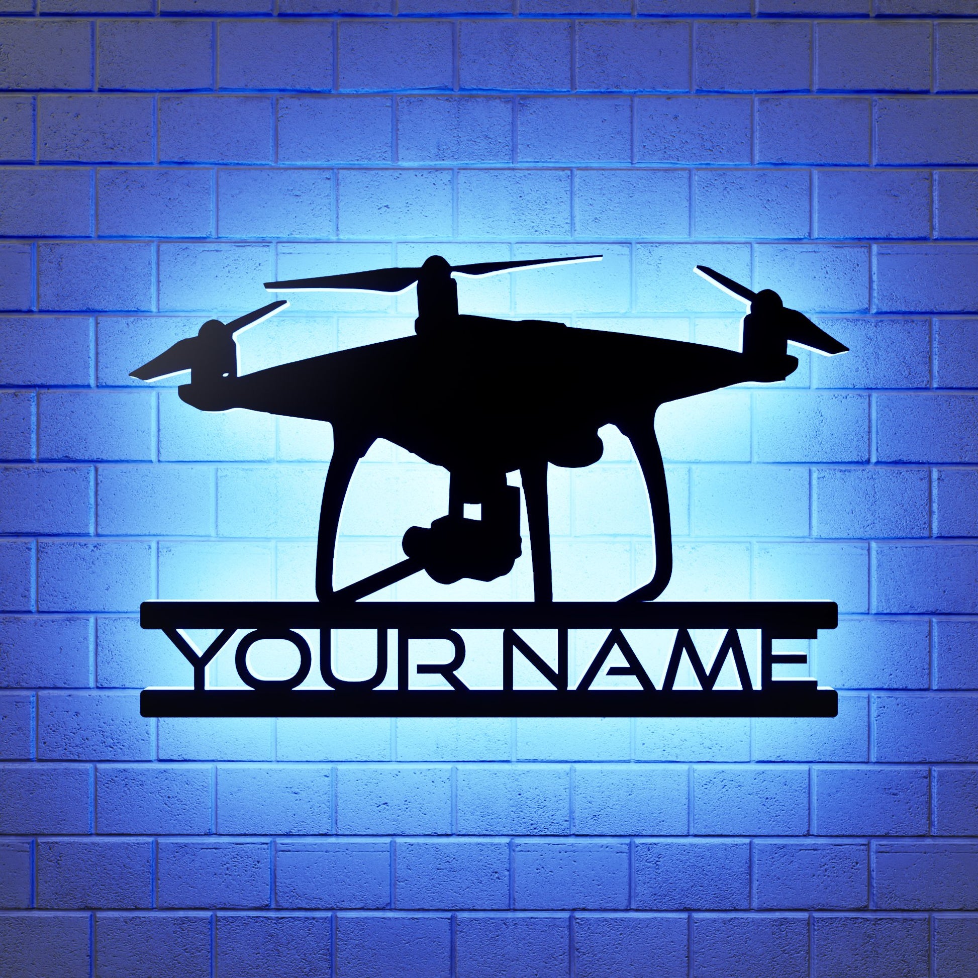 Drone Led Wall Sign Personalized - RGB Lighted - Kutalp