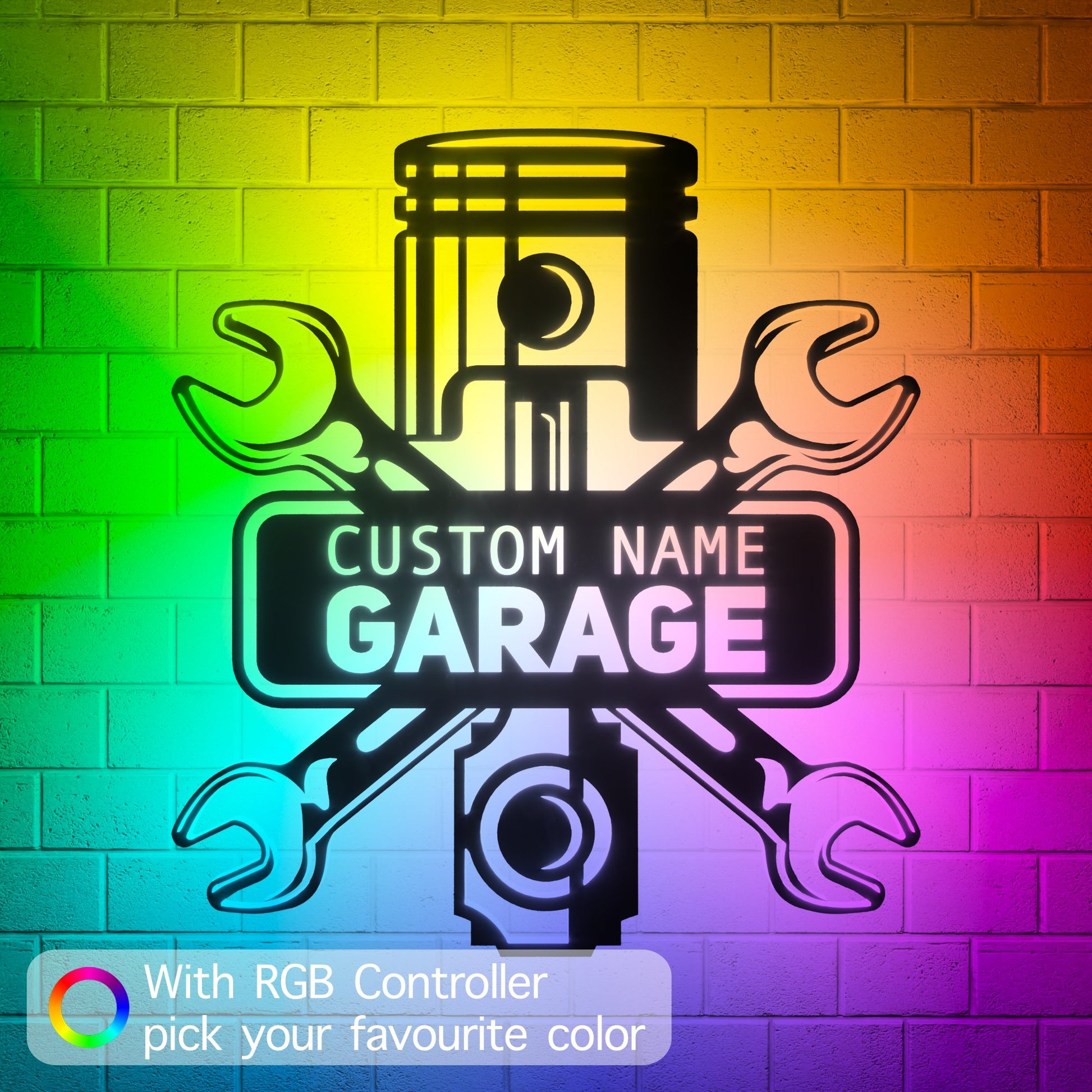 Garage Metal RGB Led Wall Sign Personalized - Kutalp
