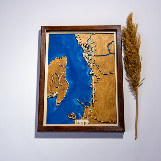 Largs Gift Wooden City Map | Wood & Epoxy - Kutalp