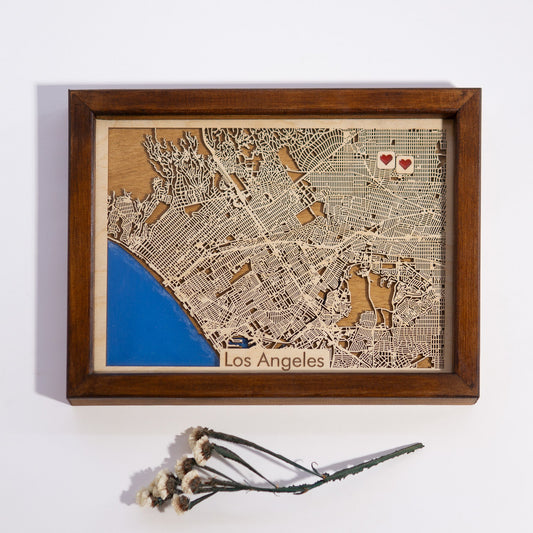 Los Angeles City Map | Wood & Epoxy - Kutalp