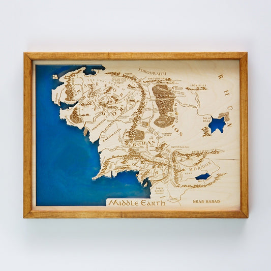 Middle Earth Wooden Map, Fandom Map, LOTR, Lord of The Rings Map - Kutalp