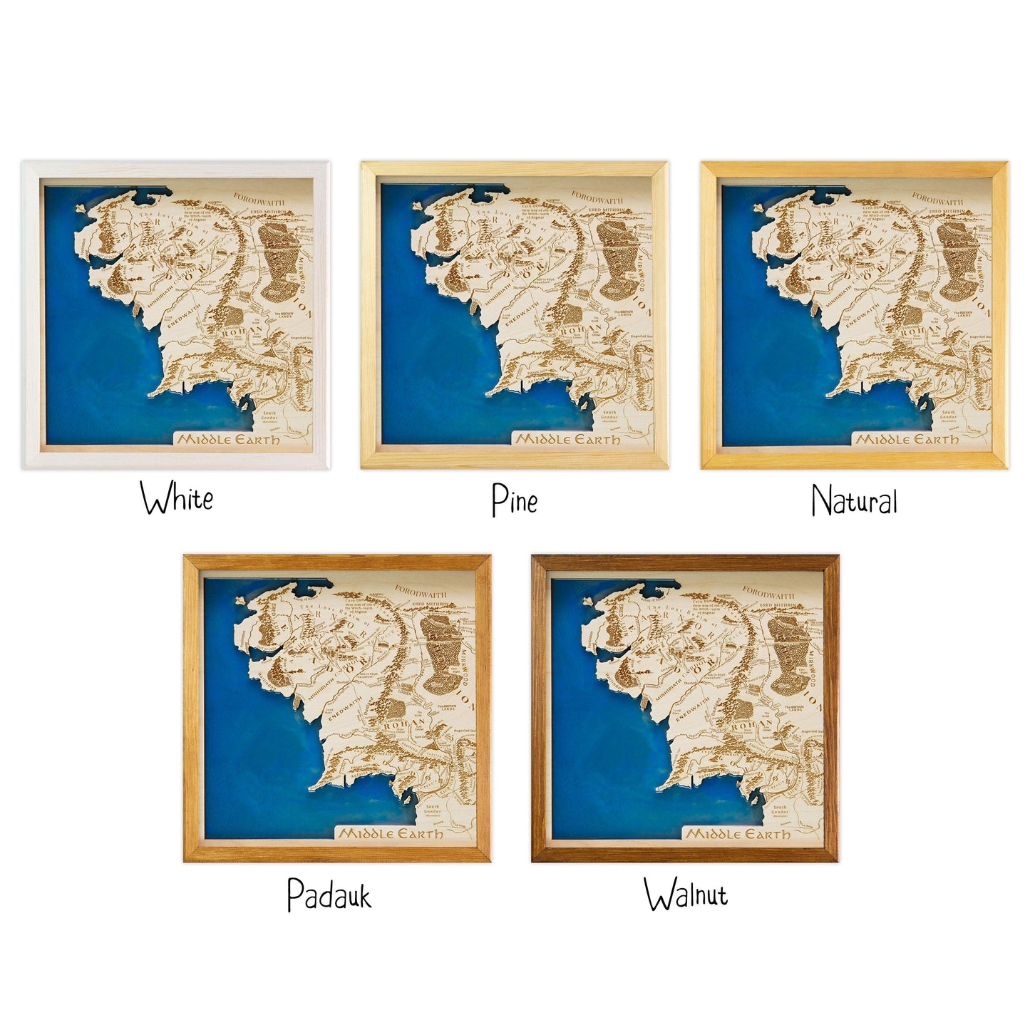 Middle Earth Wooden Map, Fandom Map, LOTR, Lord of The Rings Map - Kutalp