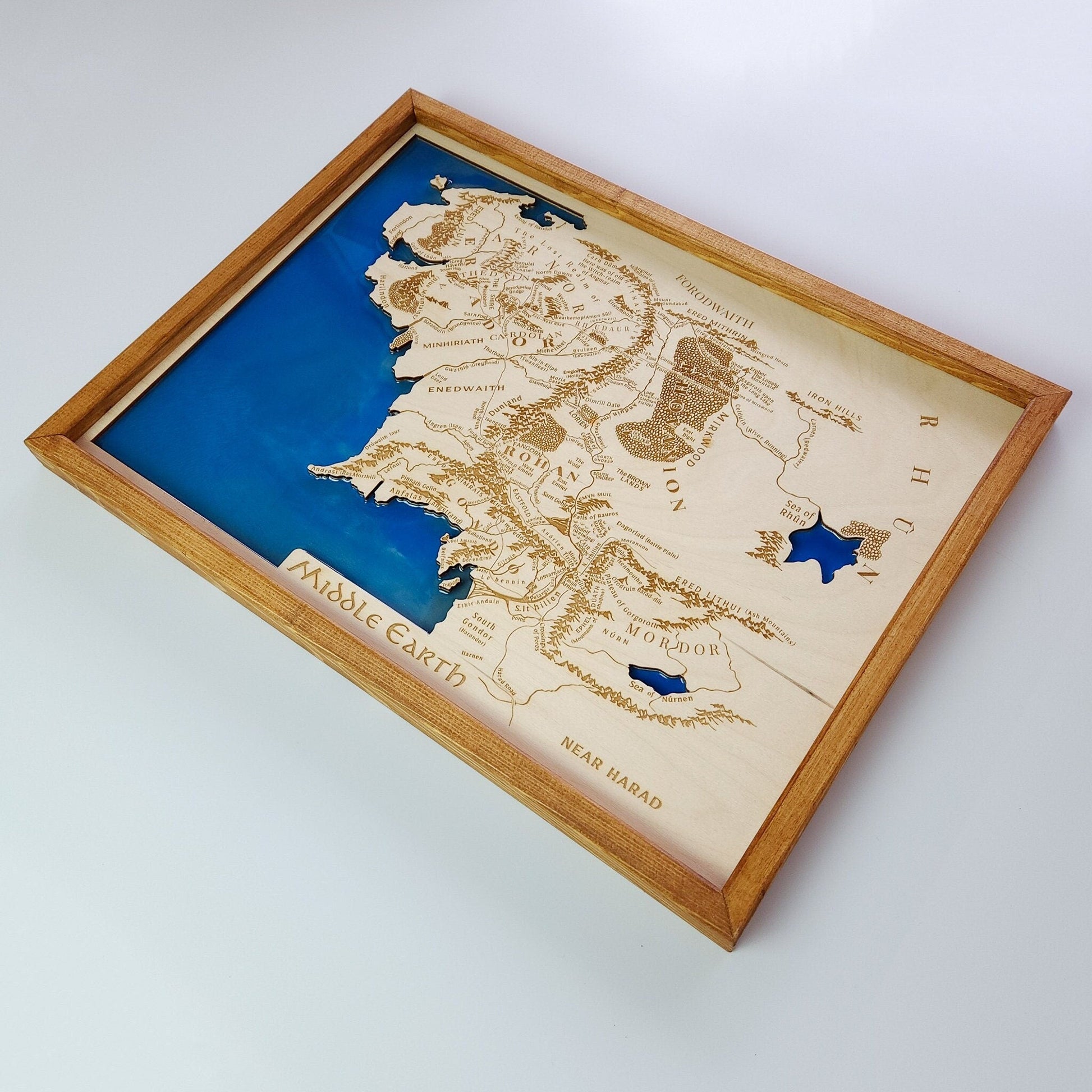 Middle Earth Wooden Map, Fandom Map, LOTR, Lord of The Rings Map - Kutalp