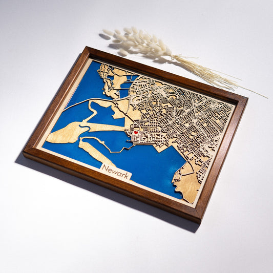 Newark Map | Wood & Epoxy - Kutalp