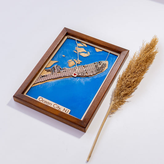 Ocean City, NJ Wooden City Map | Wood & Epoxy - Kutalp