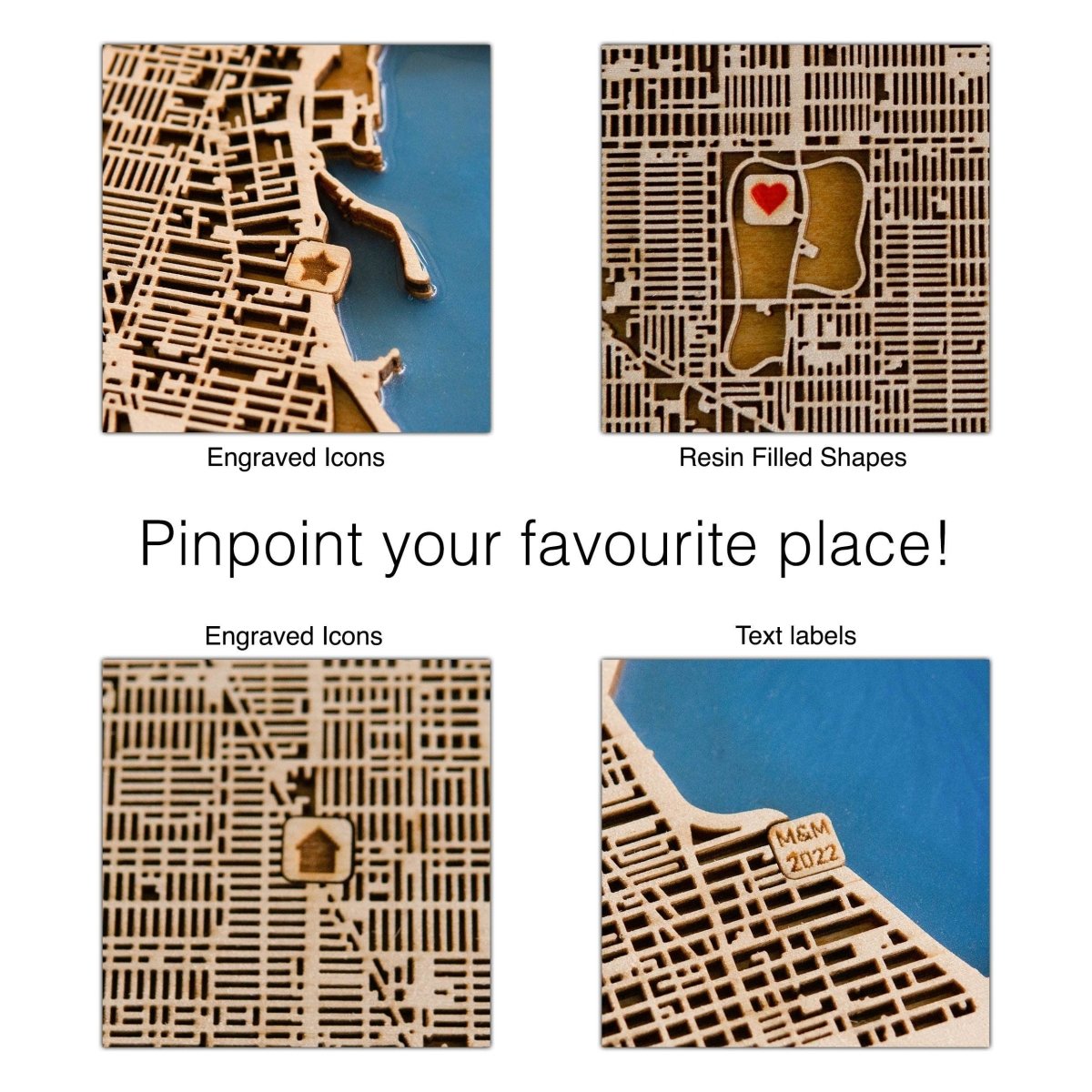 Paris Wooden City Map | Wood & Epoxy - Kutalp