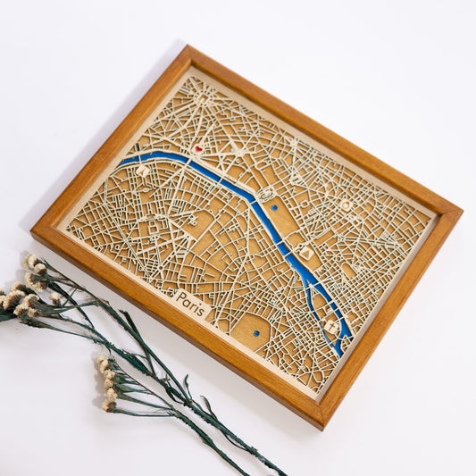 Paris Wooden City Map | Wood & Epoxy - Kutalp