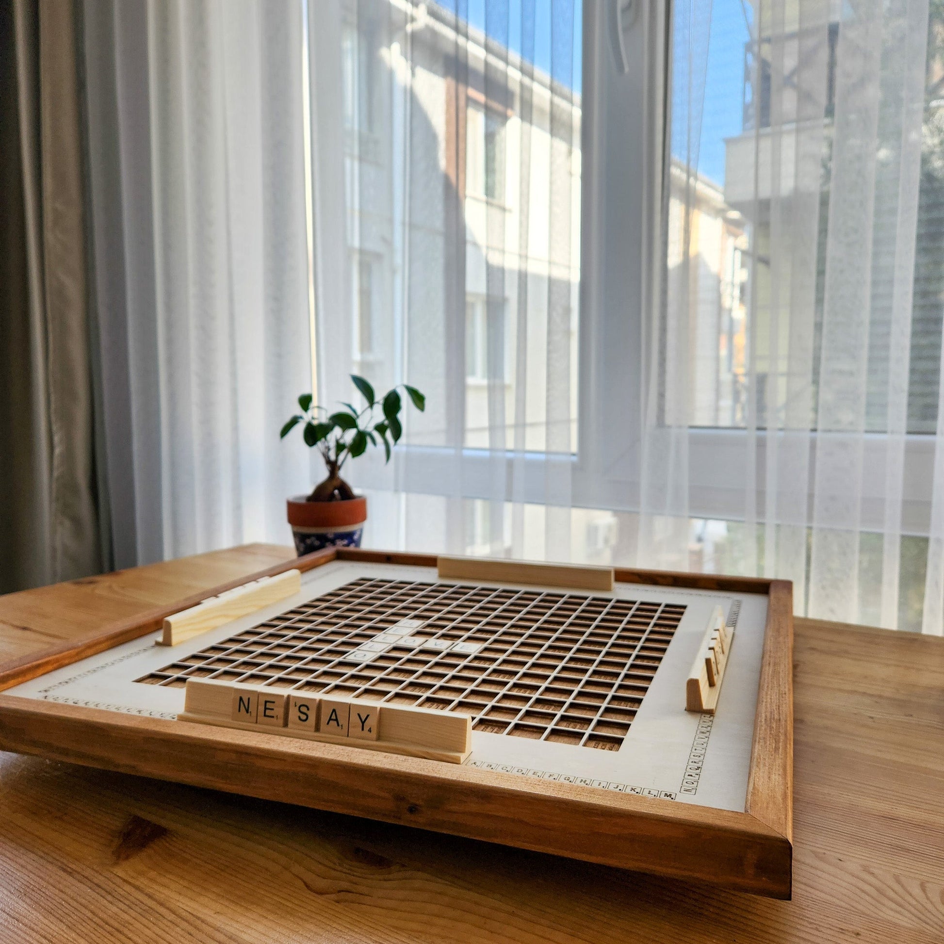 Rustic Word Game Board, Wooden, Game Board - Kutalp