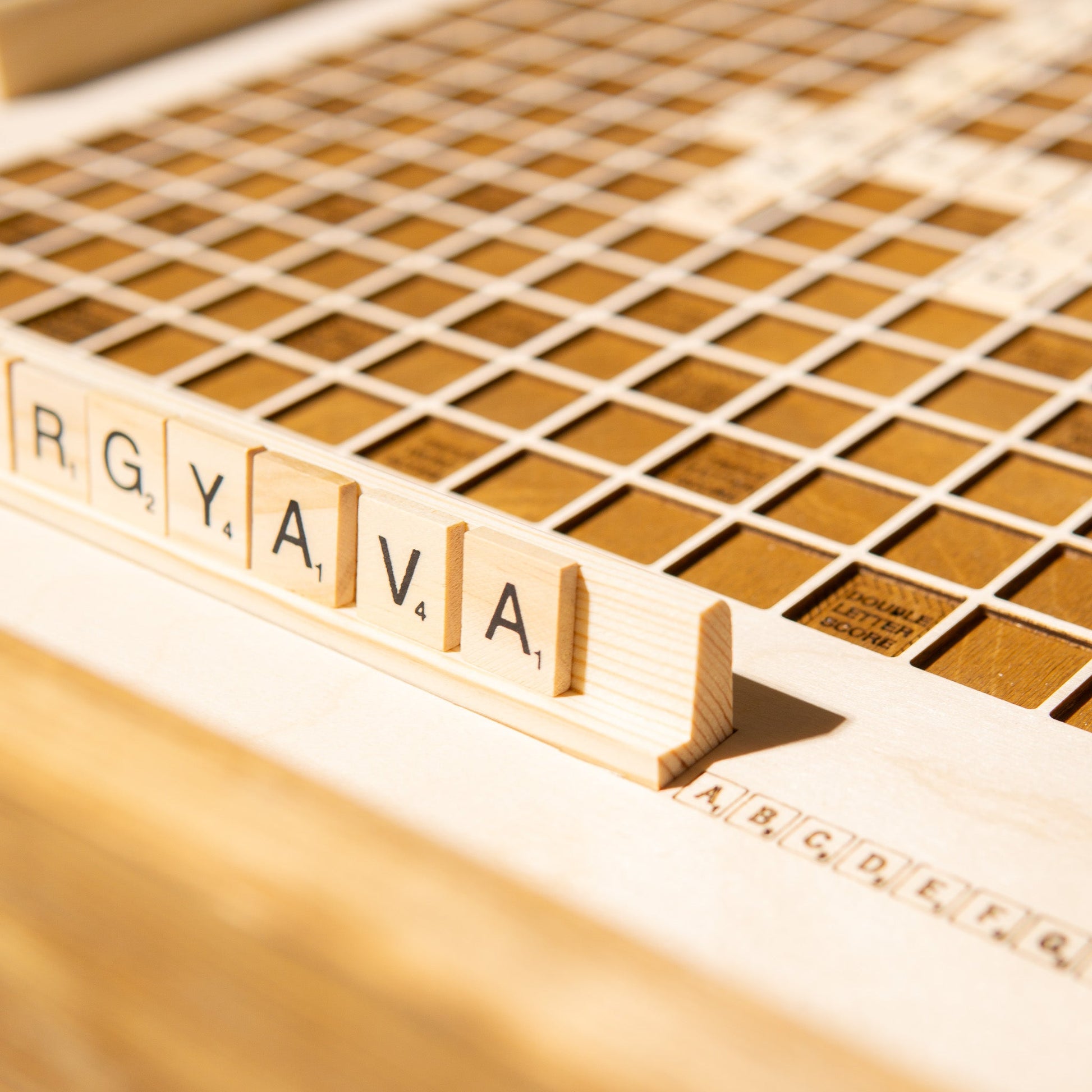 Scrabble Rustic Coffee Table, Glass Top, Game Table - Kutalp