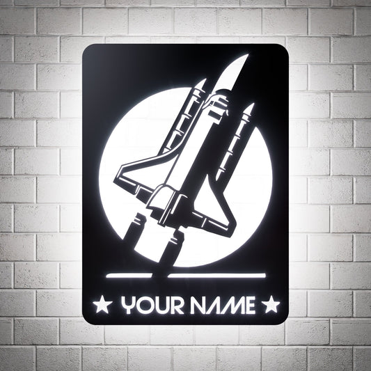 Space Shuttle NASA Led Wall Sign Personalized - RGB Lighted - Kutalp