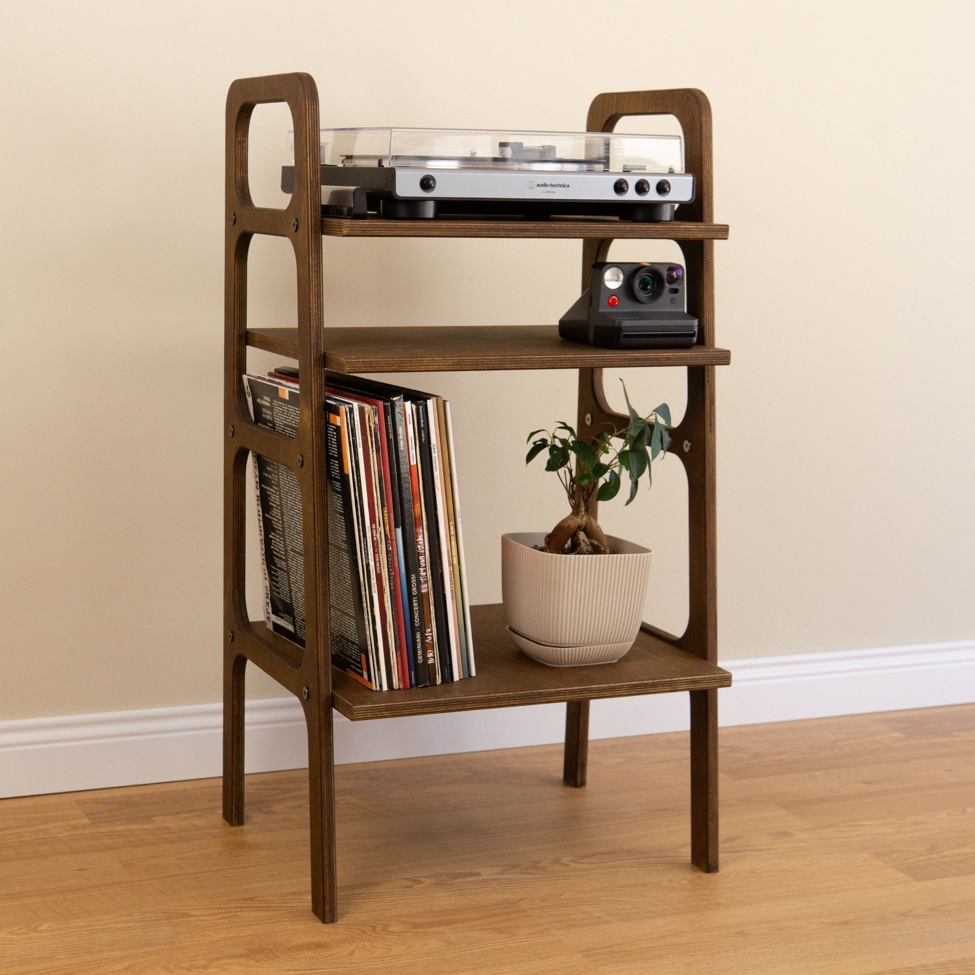 TARSA Vinyl Stand Mid - Century, Ladder Bookshelf, Scandinavian Turntable Station - Kutalp