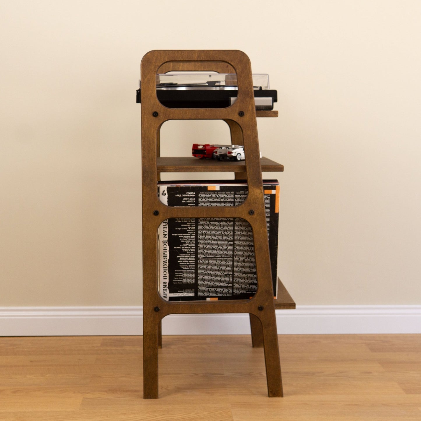 TARSA Vinyl Stand Mid - Century, Ladder Bookshelf, Scandinavian Turntable Station - Kutalp