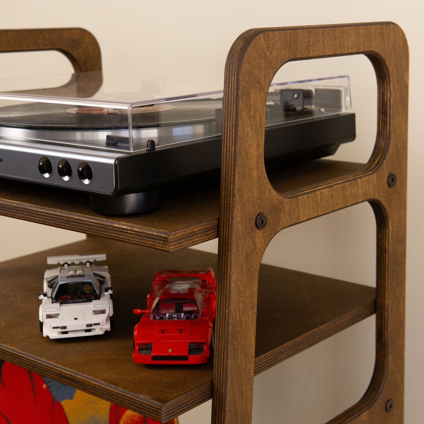 TARSA Vinyl Stand Mid - Century, Ladder Bookshelf, Scandinavian Turntable Station - Kutalp