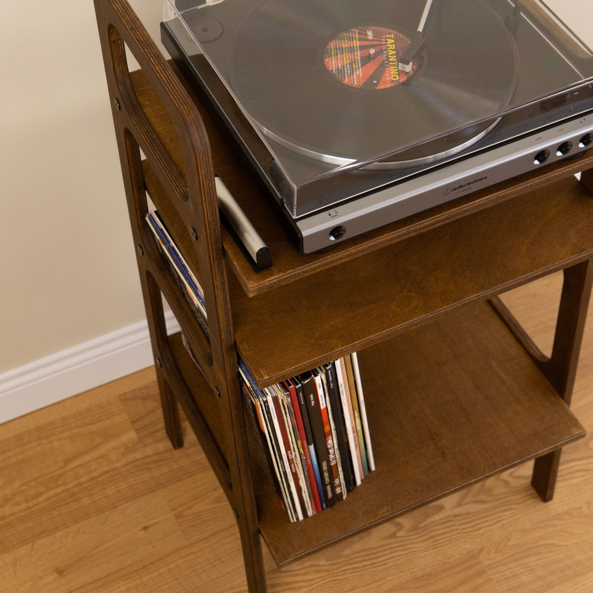 TARSA Vinyl Stand Mid - Century, Ladder Bookshelf, Scandinavian Turntable Station - Kutalp