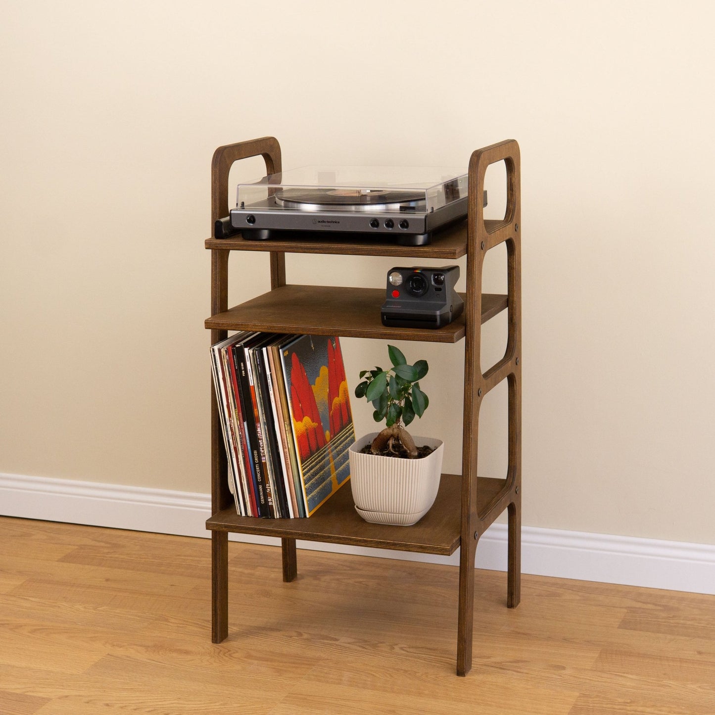 TARSA Vinyl Stand Mid - Century, Ladder Bookshelf, Scandinavian Turntable Station - Kutalp