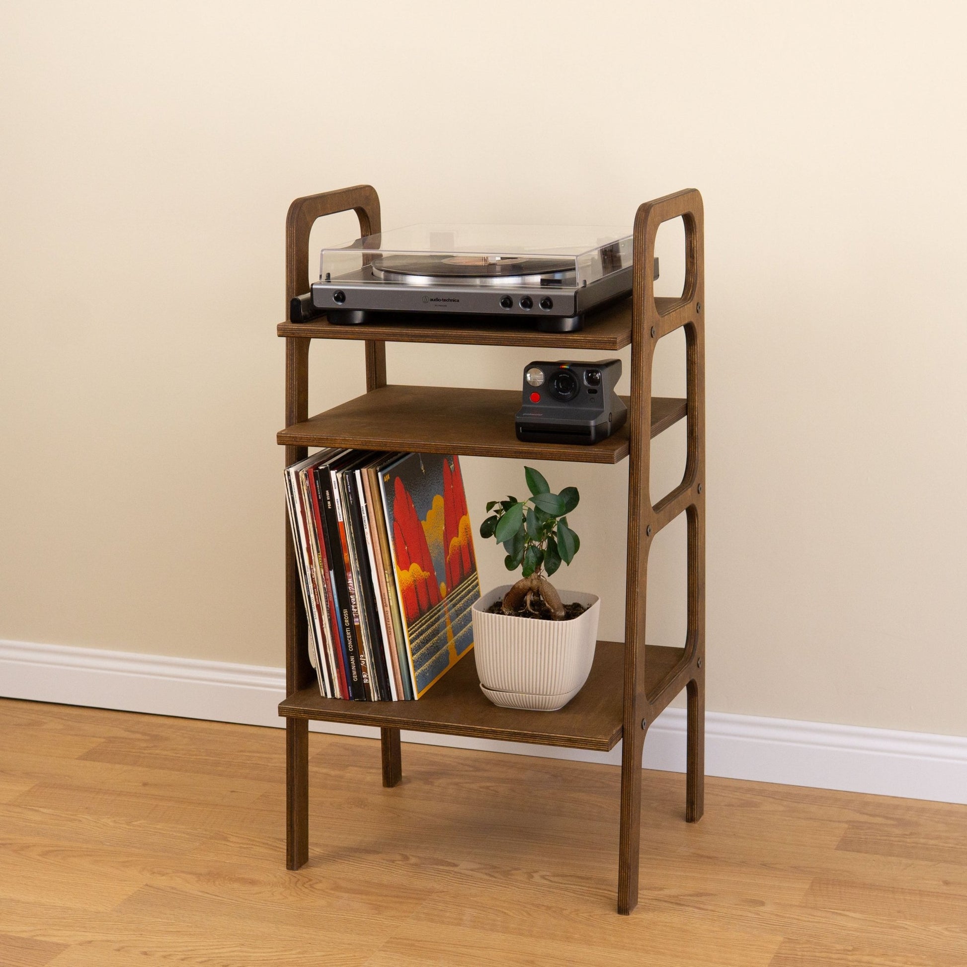 TARSA Vinyl Stand Mid - Century, Ladder Bookshelf, Scandinavian Turntable Station - Kutalp
