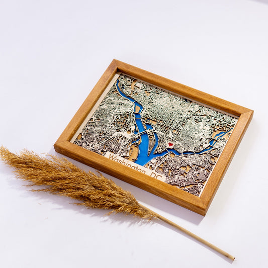 Washington Wooden City Map | Wood & Epoxy - Kutalp