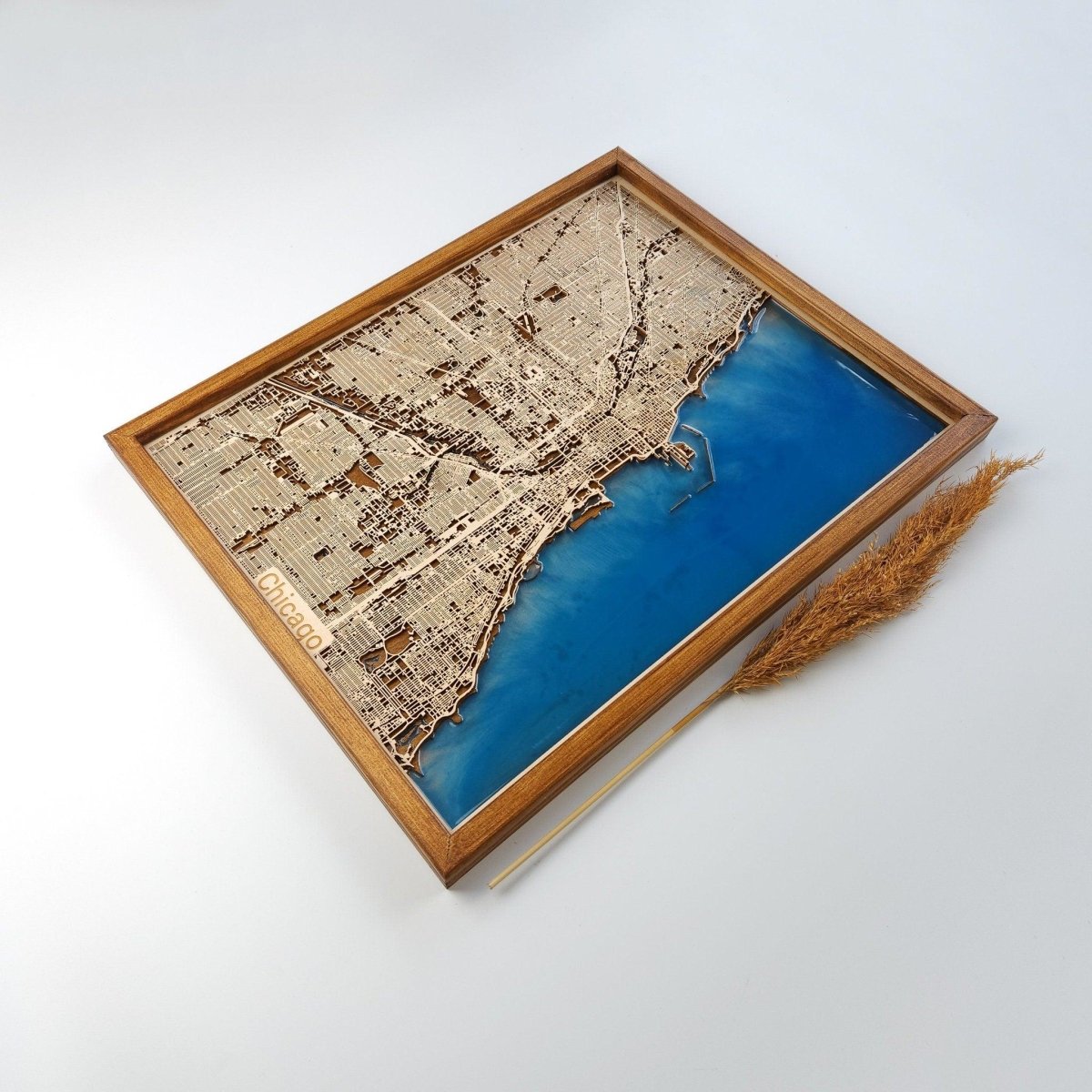 5th Anniversary Gift Wooden City Map | Wood & Epoxy - Kutalp