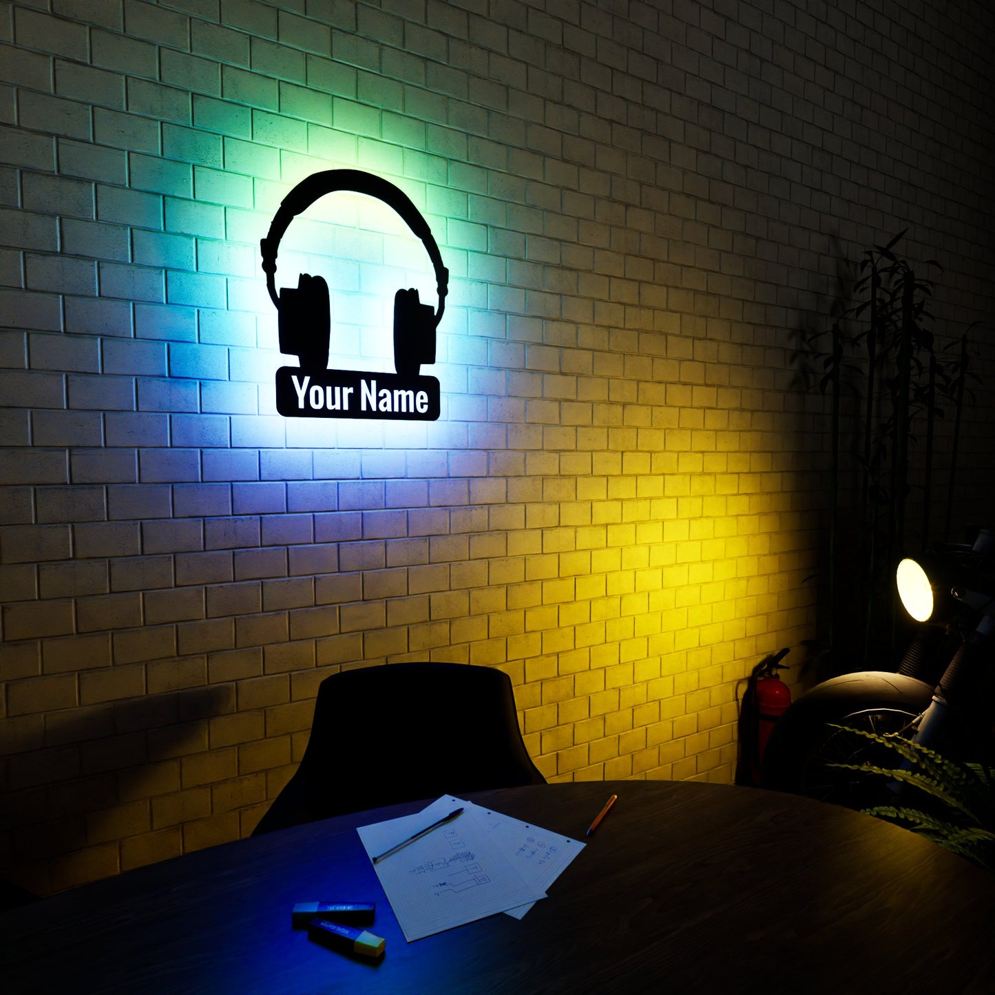 Audio Technica Headphone RGB Led Wall Sign Personalized - Kutalp