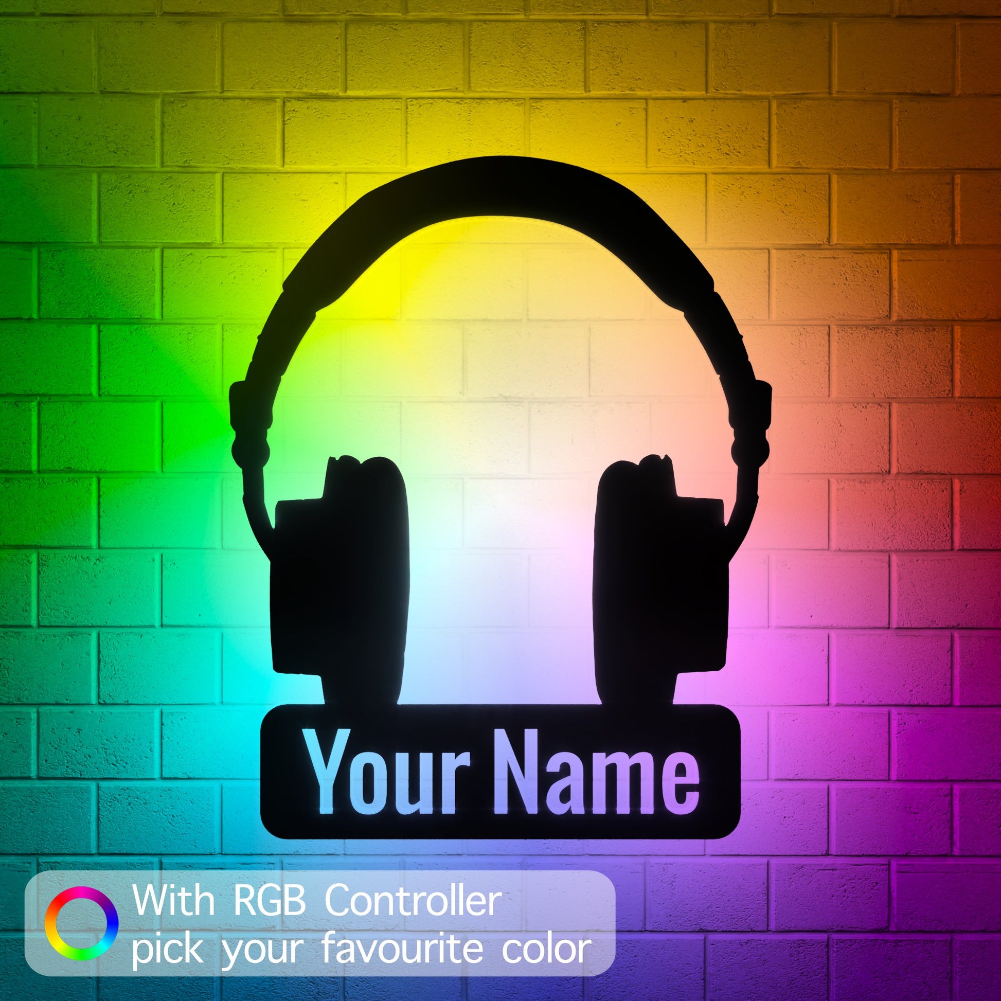 Audio Technica Headphone RGB Led Wall Sign Personalized - Kutalp