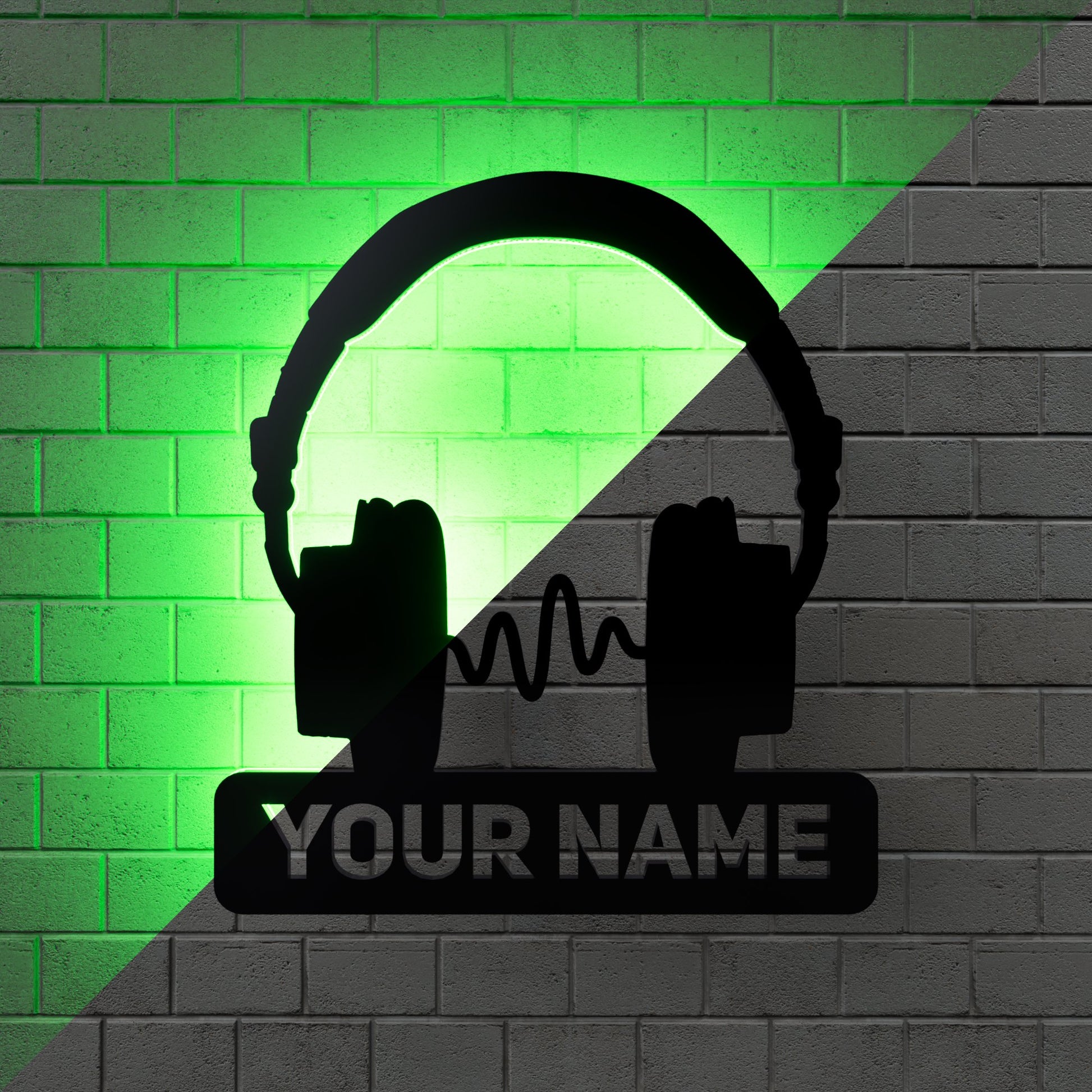 Audio Technica Wave Headphone RGB Led Wall Sign Personalized - Kutalp