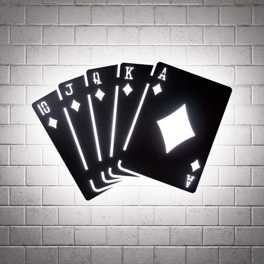 Diamonds Royal Flush RGB Led Wall Sign: Poker - Kutalp