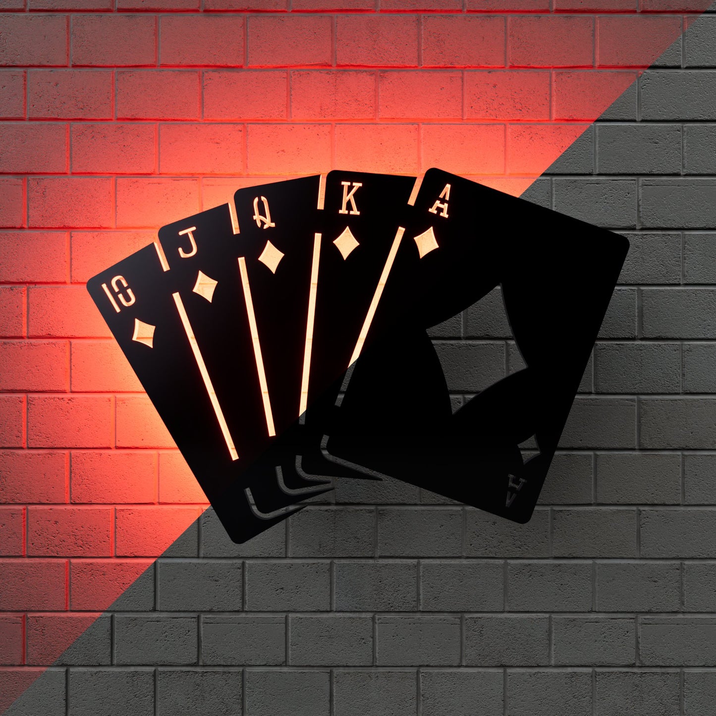Diamonds Royal Flush RGB Led Wall Sign: Poker - Kutalp