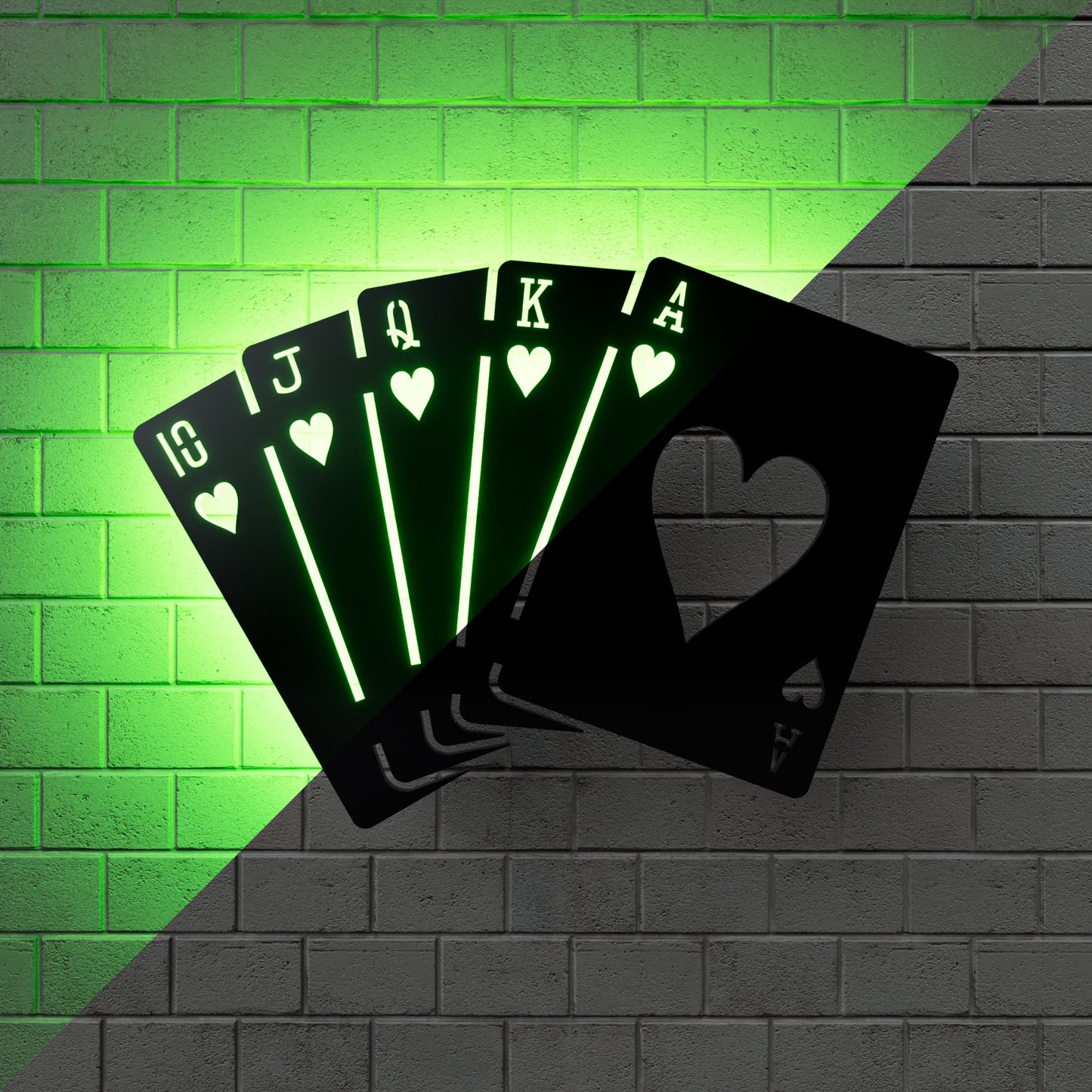 Hearts Royal Flush RGB Led Wall Sign: Poker - Kutalp