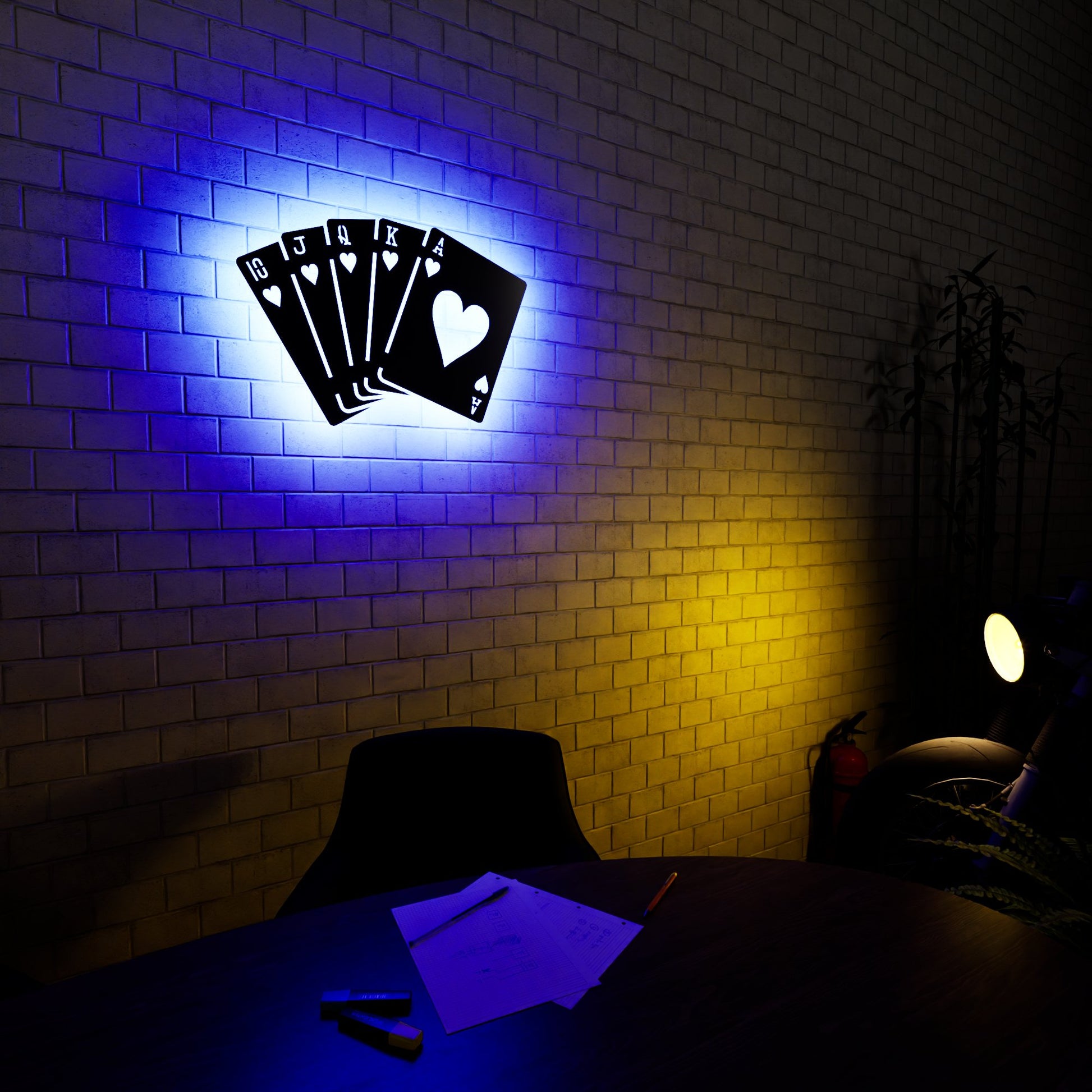 Hearts Royal Flush RGB Led Wall Sign: Poker - Kutalp