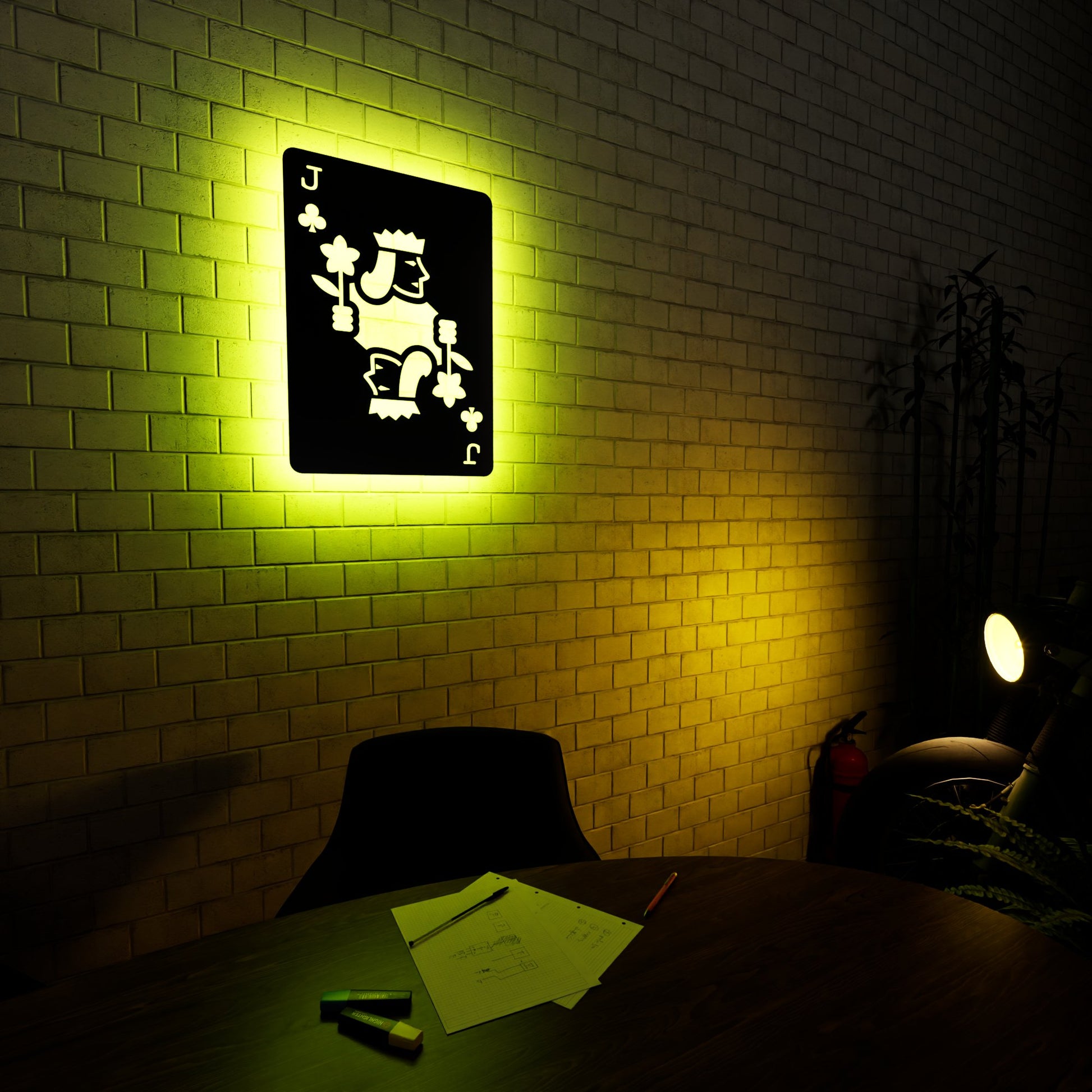 Jack of Clubs RGB Led Wall Sign: Playing Cards - Kutalp