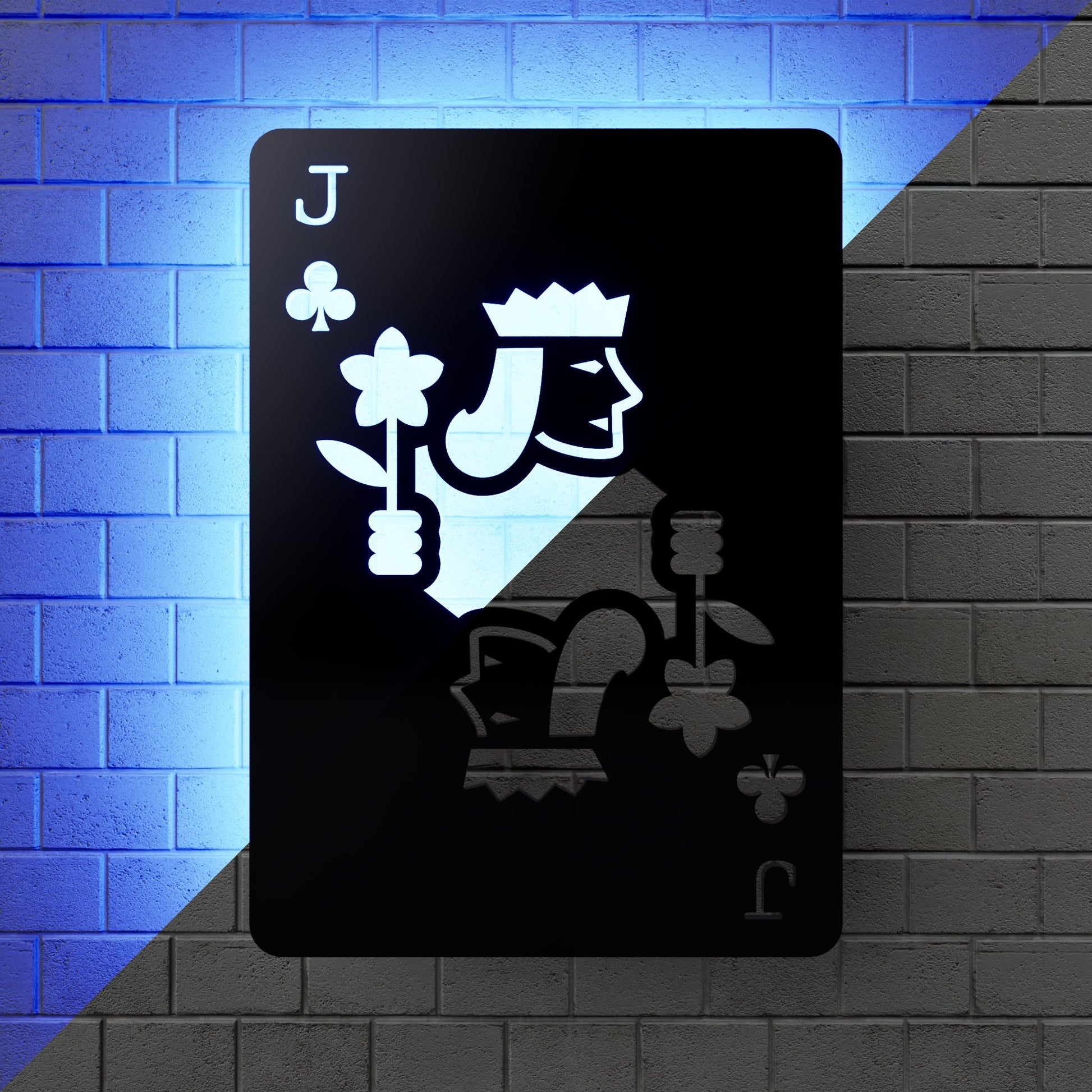 Jack of Clubs RGB Led Wall Sign: Playing Cards - Kutalp