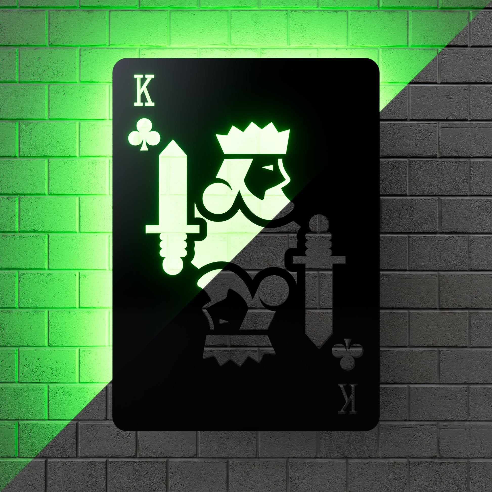 King of Clubs RGB Led Wall Sign: Playing Cards - Kutalp