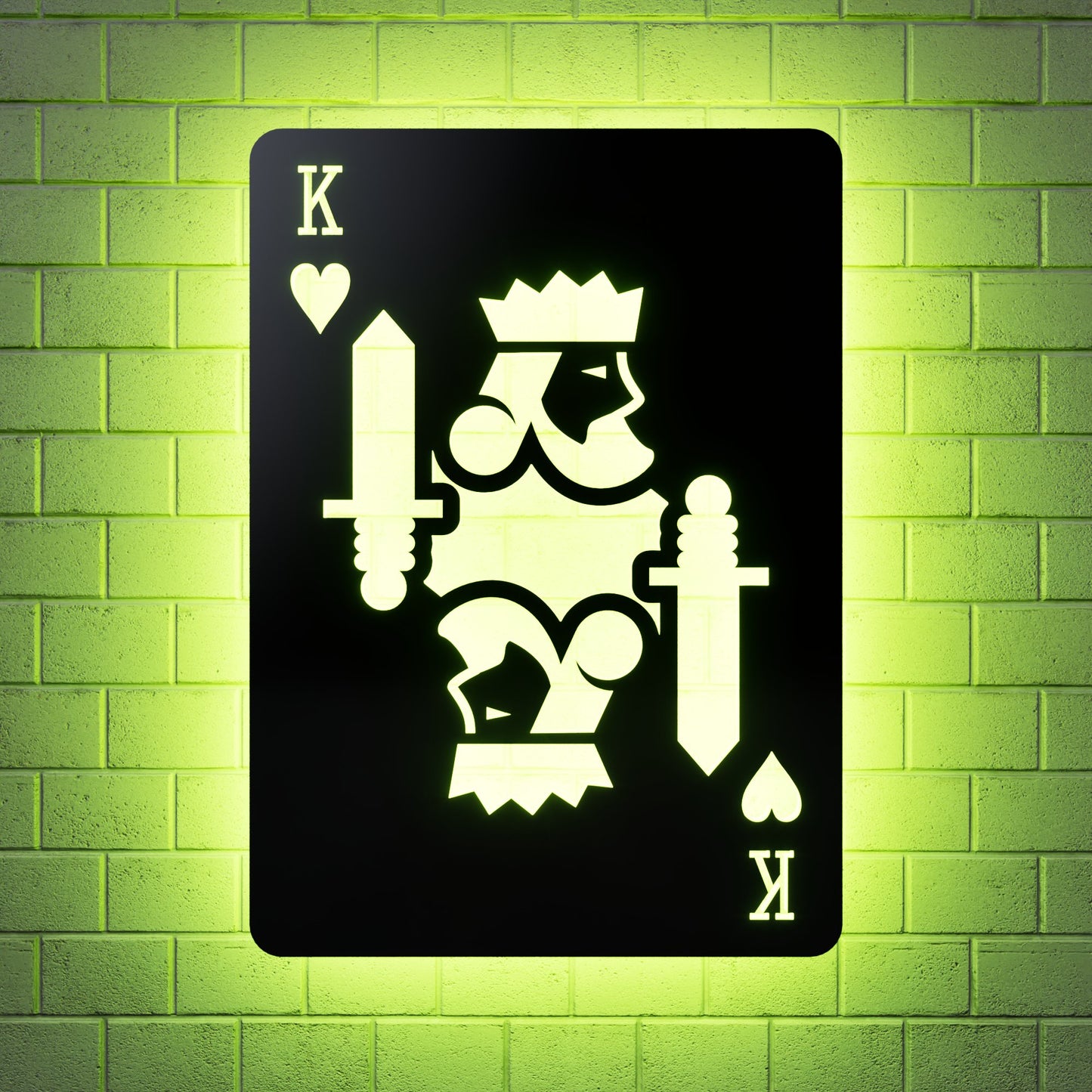 King of Hearts RGB Led Wall Sign: Playing Cards - Kutalp