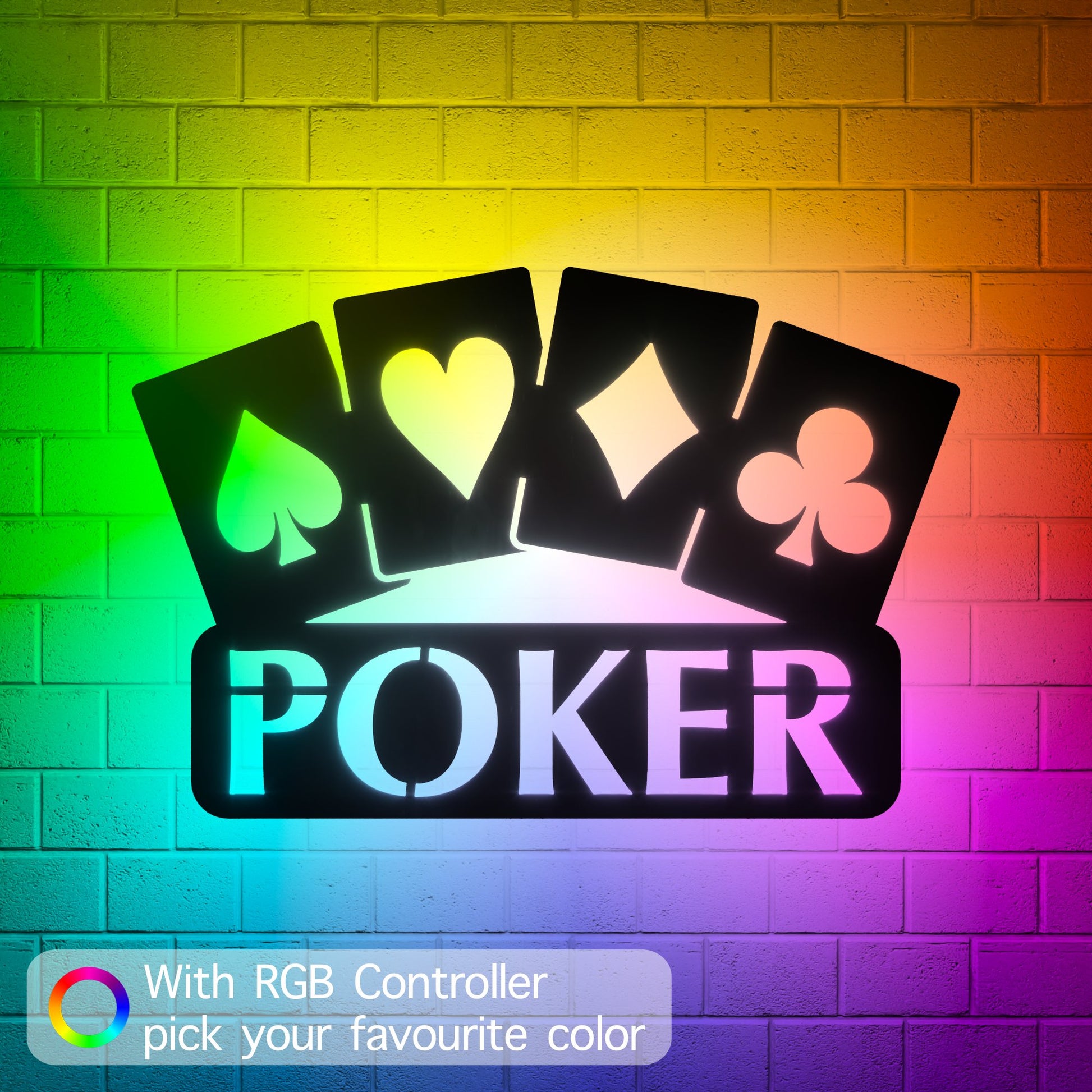Poker Night RGB Led Wall Sign: Elevate Your Game - Kutalp