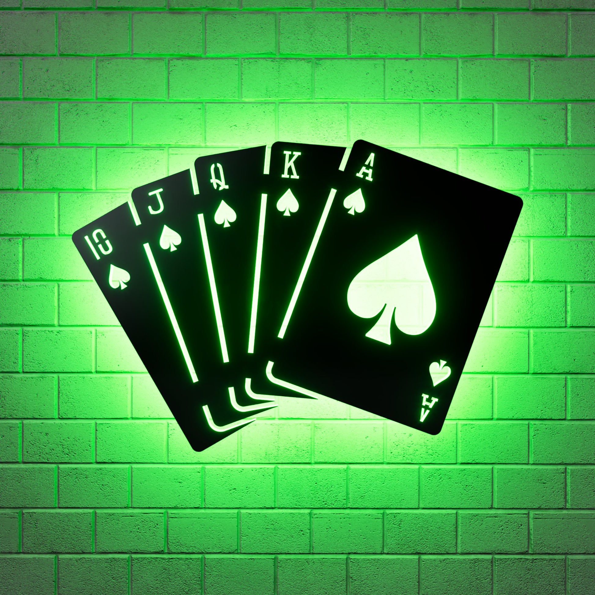 Spades Royal Flush RGB Led Wall Sign: Poker - Kutalp